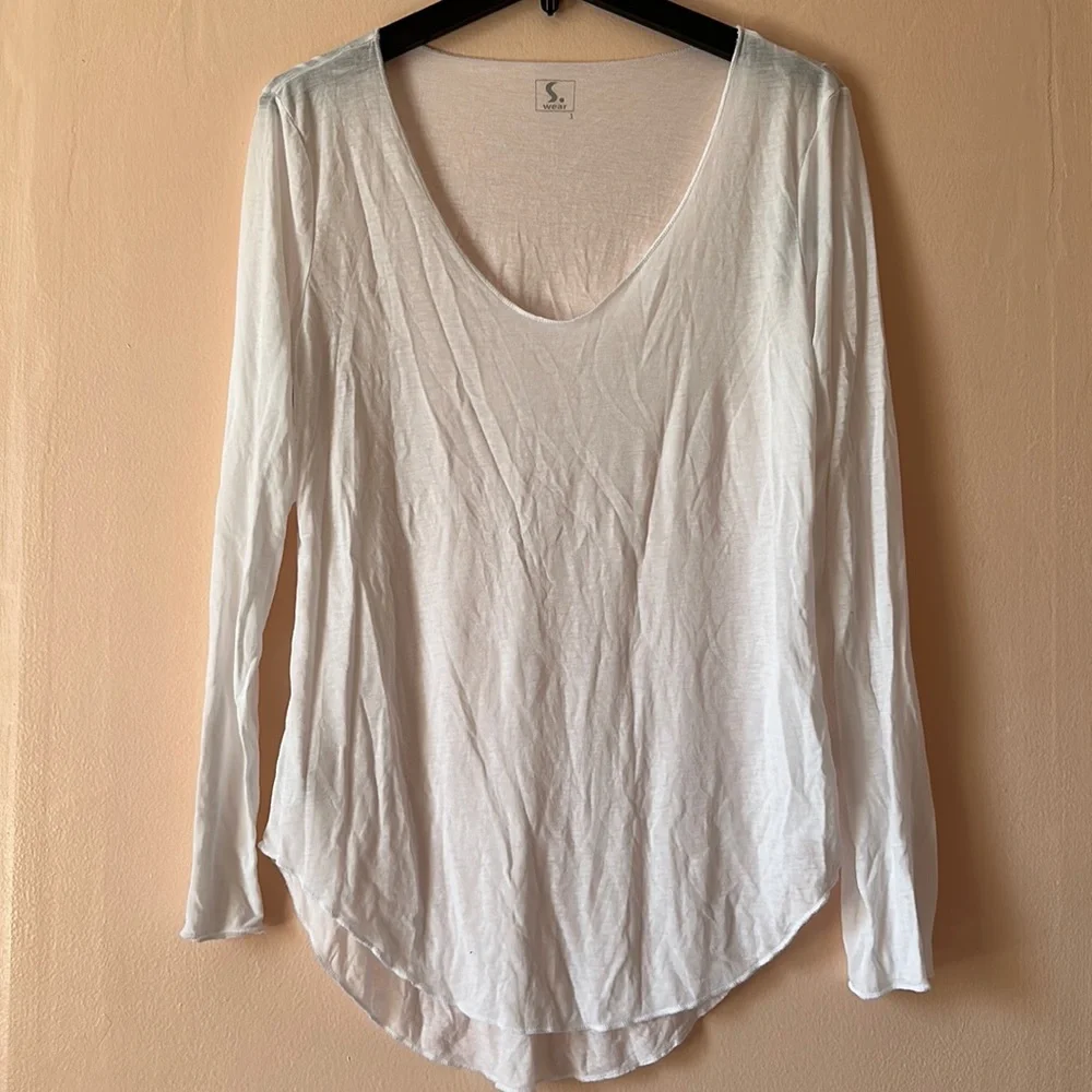 S.Wear White Long-sleeve Top - Picture 1 of 4
